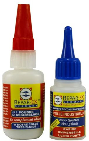 Repar-ex - Kit de Pegamento Extrafuerte y Polvo de Montaje | Adhesión Profesional en Múltiples Materiales | Rellena, Refuerza y Sella Grietas | Pegamento Industrial para Reparaciones y Bricolaje