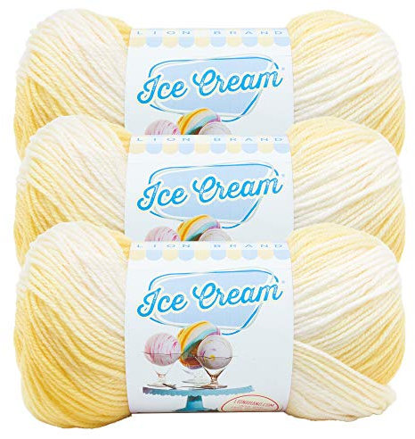 Lion Brand Yarn Ice Cream, 3 Pack Lemon Meringue Multicolor