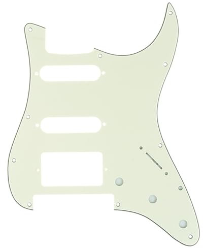 Musiclily Pro 11 Fori HSS Battipenna Strat Pickguard per Chitarra Elettrica Fender American/Mexican Standard Stratocaster con Floyd Rose Ponte Cut,3 strati Avorio