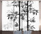 ABAKUHAUS Bambus Rustikaler Vorhang, Bambus-Baum-Blätter, Wohnzimmer Universalband Gardinen mit Schlaufen und Haken, 280 x 225 cm, Schwarz Weiß