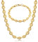 AFSTALR Halskette Herren Edelstahl 11mm Kaffeebohne Kette Armband Set für Männer Gold 56CM Hip Hop Halskette Plattenkette für Herren