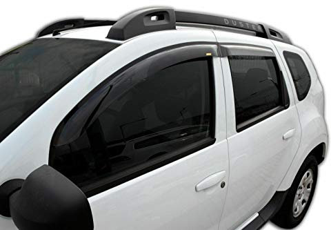 SCOUTT | Windabweiser Passend Für Duster 2010-2017 Set 4-TLG, Vorne, Hinten, Regenabweiser, Klebende Dunkel, Aerodynamisch, Einfache Montage