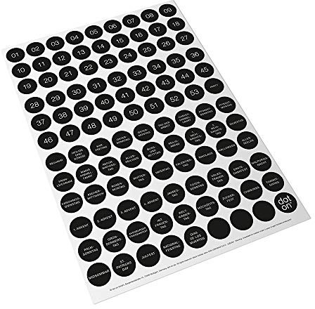 dot on Klebepunkte black holiday 20 mm | 107 Sticker | perfekt als Ergänzung für alle dot on Kalender | Aufkleber Klebepunkte dots Planen Organisation Feiertage Kalernderwochen