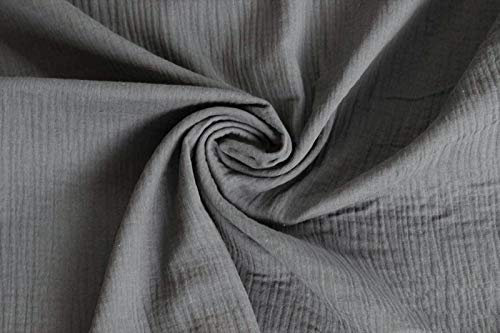 50x130cm Musselin Stoff uni Oeko-Tex zertifiziert Meterware Mulltuch Baumwolle, Farbe:grau