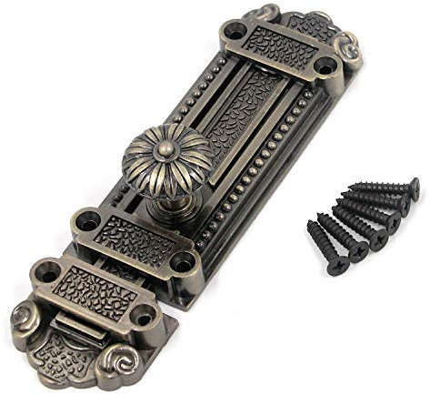 Geesatis Bronze Slide Door Bolt Gate Security Lock Latch Antique Sliding Door Window Latch, with Mounting Screws, Length 5 inch