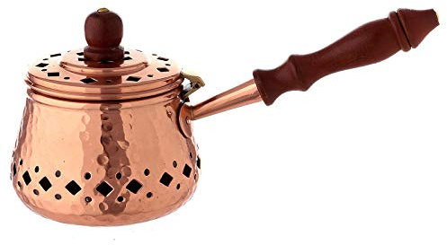 Holyart Poêlon encens cuivre Manche Bois diamètre 9 cm