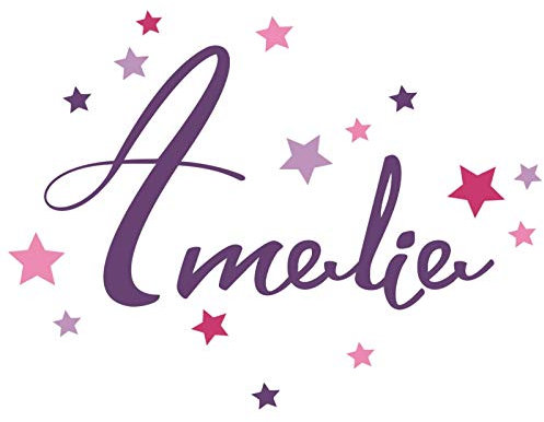 Neu bei tjapalo® pk265 Wandtattoo Mädchen Name kinderzimmer türschild Mädchen Wandtattoo Name Mädchenzimmer mit bunten Sternen, Größe: B45xH27cm