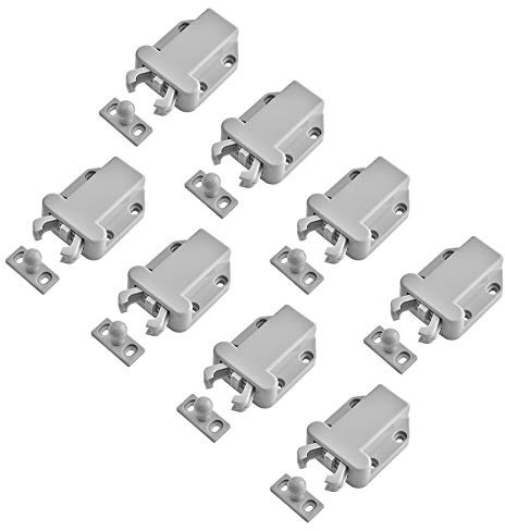 LIKERAINY Push to Open Chiavistelli per Porte Plastica Rullo Chiusura a Scatto Serratura per Porta Armadi da Cucina Cassetti Casa Mobilia Bagno Credenza Grigio (8 Pcs)