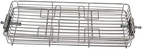 Rotisserie Basket Stainless Steel Flat Spit Rotisserie Grill Basket Electric Oven Baking Tray Grill Rotating Drum Air Fryer Accessories for Fish Meat Peanuts Baking,31.6X12.6X5cm