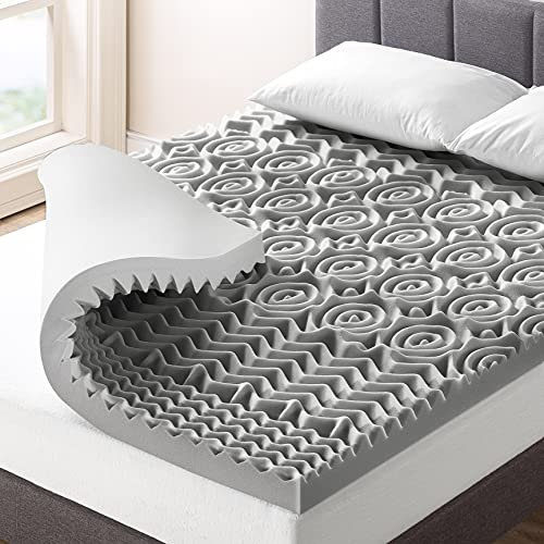 Best Price Mattress 3 Inch 5-Zone Memory Foam Mattress Topper with Bamboo Charcoal Infusion, Odor and Moisture Control, CertiPUR-US Certified, King
