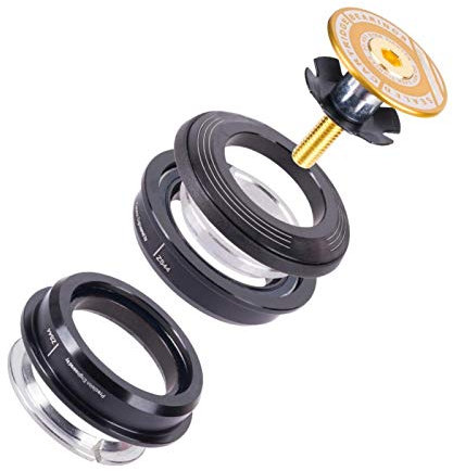 QOTSTEOS Mountainbike 4444S Headset, 44 mm, 1-1/8 Zoll Fahrrad-Headset-Abstandshalter, Headset-Abstandshalter mit Vorbaukappe, Headset-Sternmutter, Aluminiumlegierung, Innen-Mountainbike(gelb)