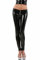 MISS NOIR Damen Wetlook Sexy Leggings S-3XL Lack-Optik Niedrige Taille 4-Wege-Reißverschluss Clubwear Party, Schwarz (IN505571-BK), L