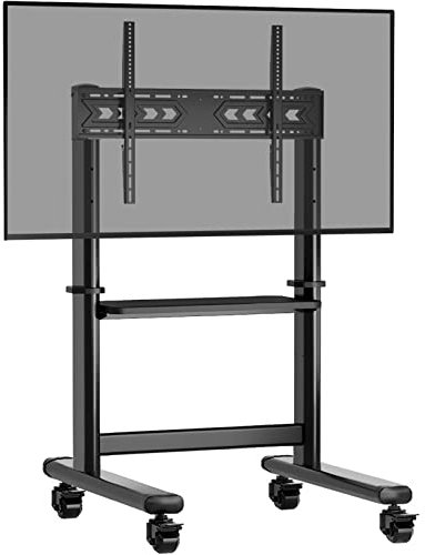 RFIVER TV Ständer Rollbar Höhenverstellbar, Fernseh Rollwagen TV wagen mit Rollen für 50 65 70 75 80 85 86 Zoll Fernseher, Mobiler Fernsehständer Standfuß Groß Stabil Schwarz | Max 90KG Vesa 800x600mm