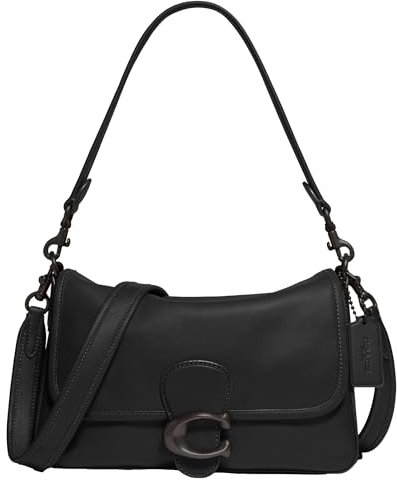 COACH Damen Schultertasche aus weichem Kalbsleder, Schwarz 1, Einheitsgröße