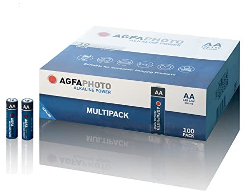 AGFAPHOTO Alkaline Batterien 1,5 Volt | Mignon AA Batterien 100 Stück | leistungsstärkere Batterie für den professionellen Einsatz | Vielseitige AA Batterien für Verschiedene elektronische Geräte
