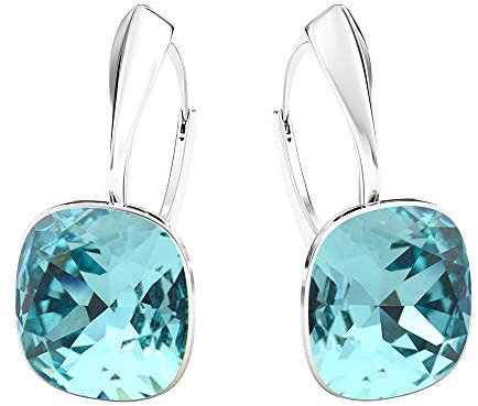 Square 12 mm Wunderbar Hängend Ohrringe 925 Silber Österreichische Zirkonia - Schmuck für Frauen und Mädchen - Hängeohrringe Ideal für Geschenke für Frauen (Turkus)