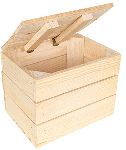 Creative Deco Holzkiste mit Deckel | 27,5 x 20 x 21,5cm | Vintage Holztruhe mit Deckel | Klein Deko Holzbox | Geschenke Holzbox Kiste | Perfekt als Geschenkbox Spielzeugkiste Aufbewahrungsbox