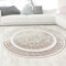 CARPETIA Wohnzimmer Schlafzimmer Glanzeffekt Ornamente modern edel Orient Kurzflorteppich Designerteppich Creme beige 160 cm Rund
