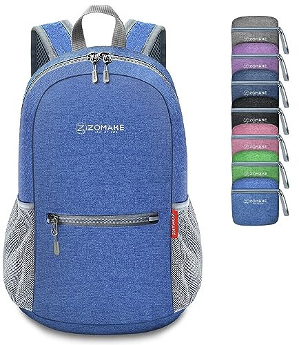 ZOMAKE 10L Kleiner Faltbarer Rucksäcke Leichter rucksack für Outdoor Wandern Reisen und Fahrrad,Mini Daypack für Damen Herren Kinder und Jugendliche(Tiefblau)