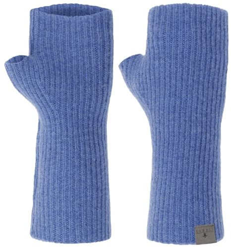 LIERYS Uni Merino Stulpen - Armwärmer aus Merinowolle - Pulswärmer Damen für Herbst/Winter - Fingerfrei - Made in Germany blau One Size