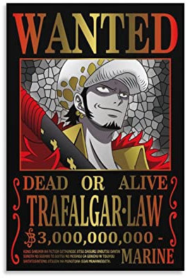 Anime One Piece Wanted Poster Trafalgar Law Wandkunst Bild Malerei Poster Leinwand Druck Poster Kunstwerke Raumdekor 60 x 90 cm