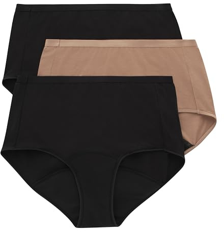 Hanes Women's Comfort, Period. Briefs, Super Leak Post-Partum & Period Underwear, 3-Pack