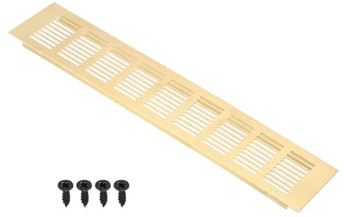 PATIKIL Cubierta de Ventilación Rectangular de 16 x 3 Pulgadas, Rejilla de Malla de Aluminio con Tornillos de Montaje para Puertas de Armario y Armario, Tono Dorado