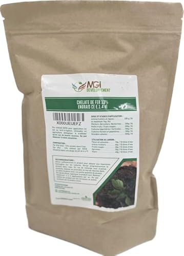 MGI DEVELOPPEMENT MGI DEVELOPMENT 300 grams of iron chelate 13% anti-chlorosis, professional product, soluble, perfect for horticulture, compatible with organic farming…
