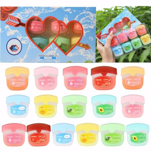 VEROA 16Pcs Lip Balm Set,Upgraded Version 8 Flavor Day and Night Repair Lip Salve,for Dry Lips Treatment,Nourishing & Hydrating Organic Lip Balm for Women Men Gift Set - 7g*16pcs