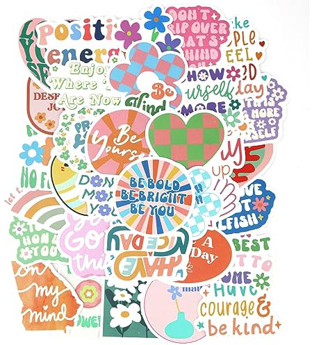 100pcs Danish Pastel Stickers, Colorful Cute Aesthetic Graffiti Preppy Waterproof Stickers for Inspirational Pink Girl Adults Teens Journal Laptop Guitar Suitcase Refrigerator Phone Case DIY Craft