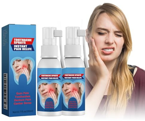Tkekruh 2 spray antidolorifico dentale 20 ml, spray per la cura del mal di denti, allevia il dolore alle gengive gonfie, carie e carie dentali, Whiten and Brighten