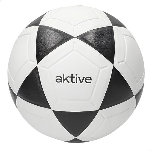 AKTIVE Balón de fútbol PVC, 360-380 Gramos, D20 cm, Talla 4, Color Blanco y Negro, Resistente y Duradero, Óptimo para Entrenamiento al Aire Libre, Deportes, Pelota, Balones Futbol (54203)
