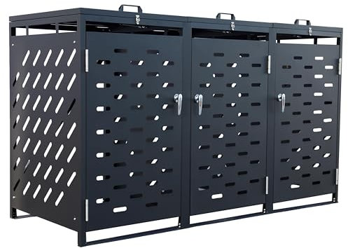 ESTEXO Mülltonnenbox Mülltonnenverkleidung mit Deckel Aufbewahrungsbox Müllbox Anthrazit (3 Türen)