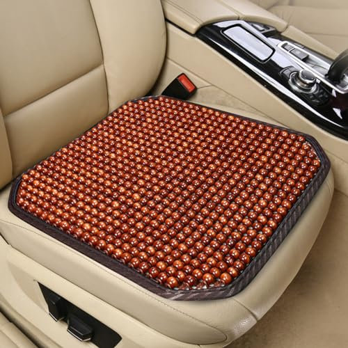 Nicoone Holzperlensitz für Auto/Van/Taix, 45 x 45 cm, kühlender Massage-Sitzbezug, Sitzschoner unter dem Autositz für Auto, Zuhause, Büro, Stuhl