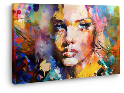 ARTEDinoi Frau Beautiful Face abstrakt Wandbild Leinwandbild Kunstdruck Wanddeko Gesicht Größe 120x80x4cm