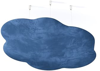 Lot de 2 panneaux acoustiques de plafond en velours | Panneaux flottants de contrôle de l'écho | Nuages acoustiques pour les chambres d'enfants, les studios et les bureaux | [CLOUD-Velvex, Bleu]