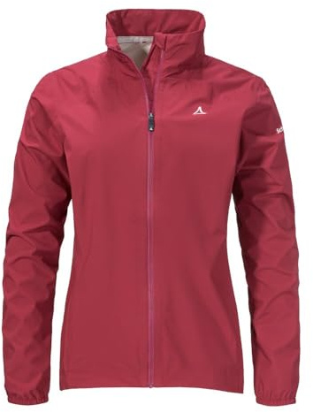 Schöffel Damen Jacket Style Lurbek WMS, wasserdichte Fahrradjacke mit radspezifischer Passform, ultraleichte Regenjacke mit Rückentasche, atmungsaktiv, merlot, 48