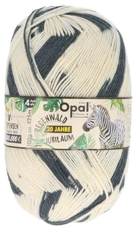 Opal Regenwald 20 Jahre Jubiläum 6-fädig Garn - Wollmischung, zum Stricken von warmen Socken, Pullovern, Mützen, Handschuhen und Schals 1450 grau, 1 x 150g