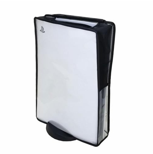 Copertura antipolvere orizzontale/verticale per console PS5, antigraffio, impermeabile, con porta cavo posteriore, per accessori da gioco PlayStation 5 (non per PS5 Slim) (copertura verticale
