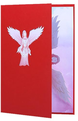 Engel Pop-Up Karte - Engelskarte, Pop-Up Weihnachtskarte zeigbar | Einzigartige katholische Weihnachtskarte mit Umschlägen für Beerdigung Design Überraschungsengel, Trauer, Denkmal, Taufe
