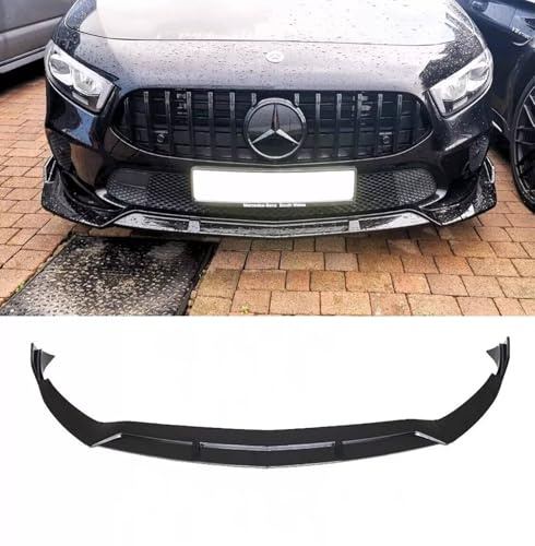 For Auto Perfectionists UK Front Spoiler Compatible With Mercedes A Class SE A180 A200 W177 V177 2018+ B Style ABS Gloss Black