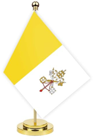 Vatikan Schreibtisch Flagge, 30cm großes kleines VatikanischesVatikanisches Banner im Freien, winziges Drucken Dekor für Büro Home Tisch desk Vatican