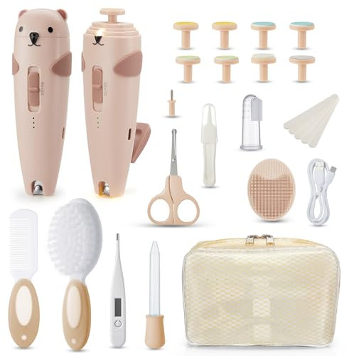 Lilian&Gema Lime a Ongle Electrique Bebe, 28 en 1 Kit de Lime Ongle Bebe, Coupe Ongle Bebe avec Lumière LED pour Nouveau-Nés, Nourrissons et Adultes
