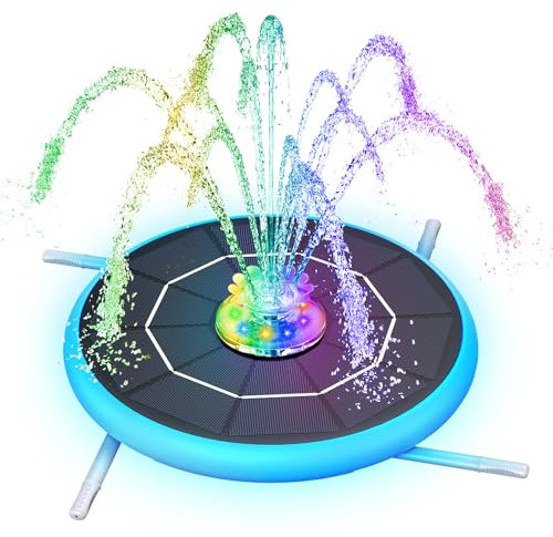 AISITIN 6,5W LED Solarbrunnen für Draussen Verbessert mit 3300mAh Akku, Solar Schwimmender Fontäne Pumpe mit Verschiedene Sprüh Effekten,mit Lichtleiste, Solar Springbrunnen für Außen für Garten,Teich