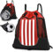 STAY GENT Drawstring Basketball Rucksack für Kinder Jugendliche Erwachsene, Foldable Fußball Volleyball Sporttasche mit Abnehmbarem Ball-Netztasche für Turnhalle Yoga Wandern, Rot Weiß Streifen