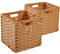 SOCOHOME Cube Storage Box,31x31x31cm Faux Rattan Kallax Boxes for Toy Clothes Shelf Nursery Closet Waterproof,Non-Mouldy(Beige, 2 Pcs)