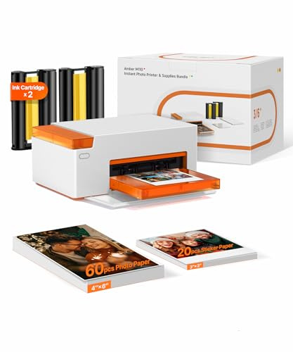 Liene Amber M110 Stampante Fotografica Portatile per Smartphone con 60 Carta Foto 10x15 cm + 20 Adesivi 7.7 cm + 2 Nastri – Tecnologia Sublimazione Termica, Bluetooth, per iPhone e Android