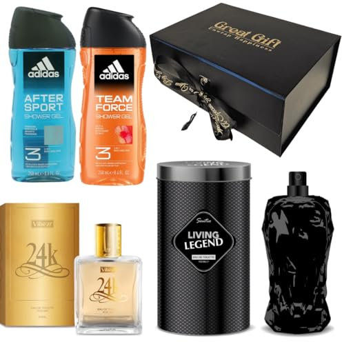 Luxus Duft Geschenkset für Ihn - Special Edition 2025-24k Gold Parfum - Living Legend Parfum - 2x Duschgel - Vatertag - Für Männer - Geschenk für Ihn - Geschenk - In Luxus-Geschenkbox