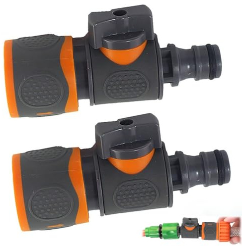 Xiciki 2PCS Quick Release in Line Shut Off Valve, Garden Hose Shut Off Valve, Quick-Release Hose Connectors and Fittings, on/Off Valve Adapter for Garden Hose Lock, Inline Hose Tap
