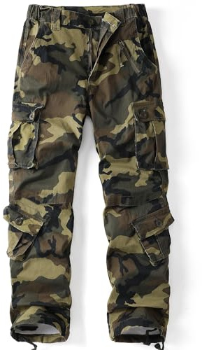 AKHlKING Women's Cargo Pants Work Camo Cotton Casual Combat Wild Outdoor Ripstop Trousers with 8 Pockets M Camo 10*CG